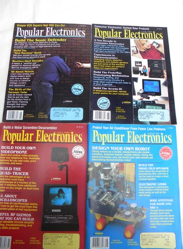 Full year of 1991 Popular Electronics magazines w/DIY projects & plans