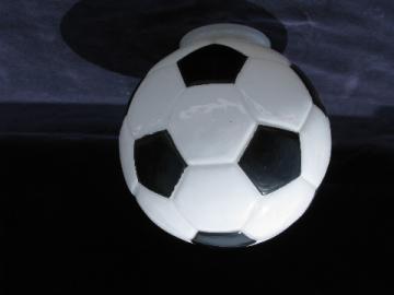 Glass globe shade for ceiling fixture or fan light, soccer ball white & black