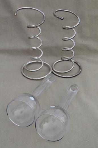 Godinger silver art spiral metal vases or candle holders w/ tall test tube glasses