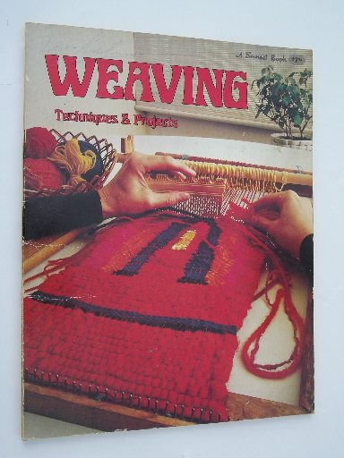 Groovy shag weaving instructions, retro hippie vintage craft books lot