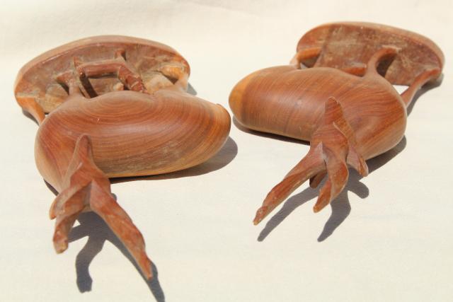 hand carved natural wood antelope deer family, mother & baby, vintage African carvings