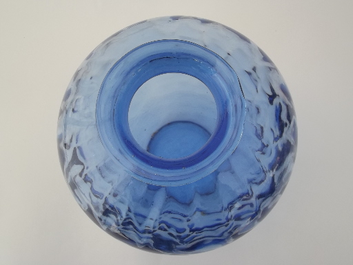 Hand-blown cobalt blue glass jar, 80s vintage art glass  vase