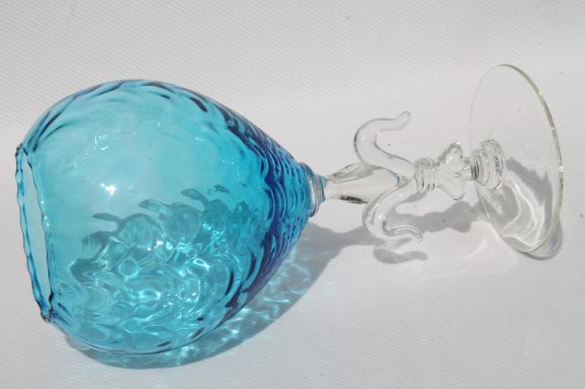hand-blown glass balloon vase, vintage art glass french fleur de lis goblet