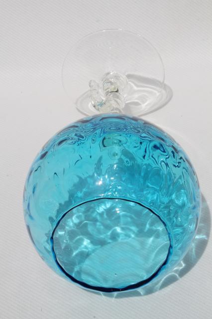 hand-blown glass balloon vase, vintage art glass french fleur de lis goblet