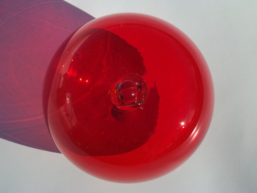 Hand-blown glass paperweight, big red apple hollow glass desk ornament