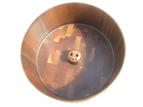Hand-crafted 60s mod vintage staved wood Missouri walnut nut bowl