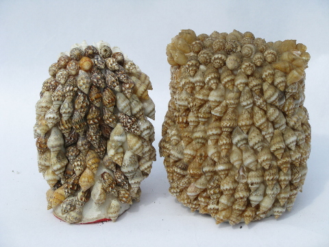 Handcrafted seashell owls, sea shell art owl lot, vintage Philippines