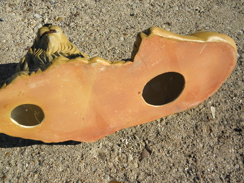 Handmade ceramic lion w/ flowing mane, large hearth statuary piece