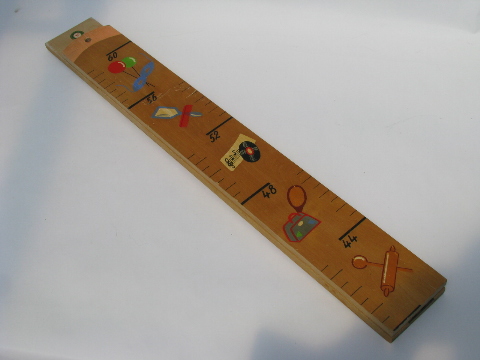 Hand-painted wood child's growth chart measuring stick, Austria label