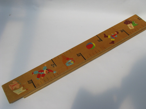 Hand-painted wood child's growth chart measuring stick, Austria label