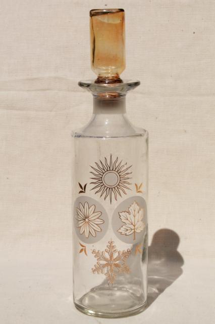 hollywood regency vintage gold decorated glass decanter bottles & apothecary jar