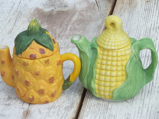 House of Lloyd collectible mini pitcher teapots, china fruit & vegetables