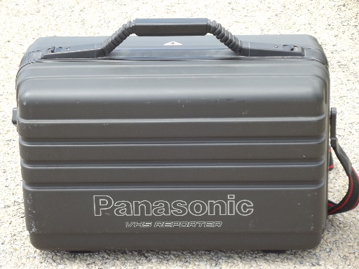 Huge 80s retro hard-sided camera case, vintage Panasonic VHS Reporter