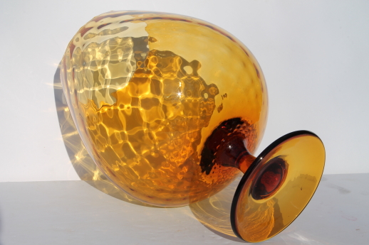 Huge amber glass brandy snifter, fishbowl terrarium vase or candy jar globe