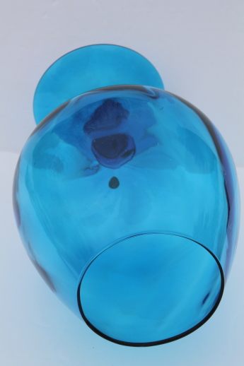 Huge aqua blue fish bowl vase, 60s vintage Italian art glass brandy snifter