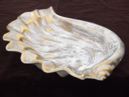 Huge ashtrays or bowls, 60s mad men vintage   gold brushed ceramic seashells