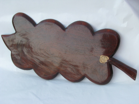 Huge hand-carved mahogany leaf tray / divided plate, vintage Haiti
