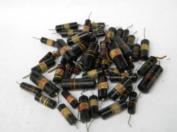 Huge lot assorted vintage black beauty bumble bee capacitors Sprague?