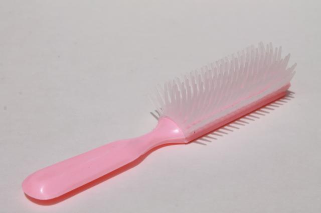 huge lot new old stock retro pink plastic hairbrushes, hair brushes for girls or dolls