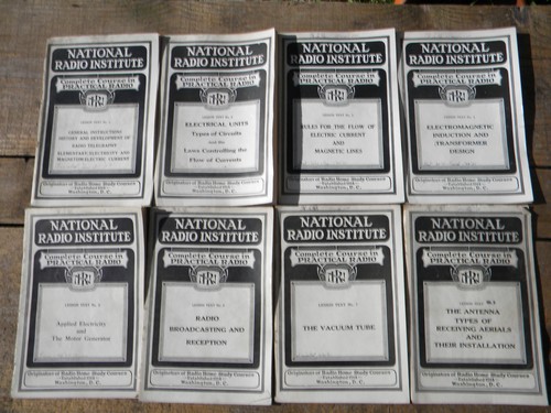 Huge lot of 1920s National Radio Institute technical booklets, schematics+