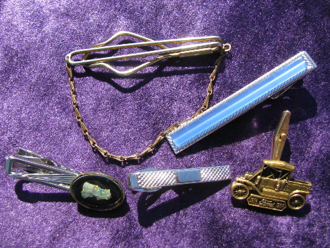 Huge lot of vintage tie clips, tie tacks, tie pins
