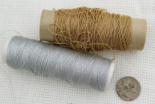 huge lot vintage metallic braid, cord thread, gold silver trims - sewing craft supplies destash