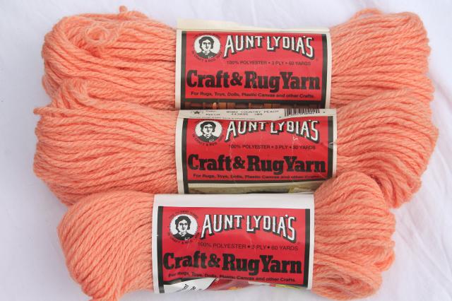 huge lot vintage rug yarn, Aunt Lydia's polyester rug & craft yarn 30+ skeins all colors