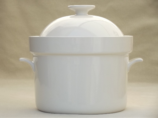 Huge pure white ceramic soup tureen, vintage Crate & Barrel