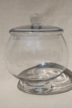 huge round ball bottle canister jar, glass fish bowl terrarium bottle or apothecary show globe