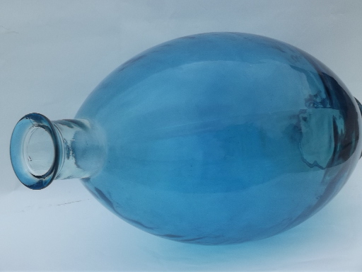 Huge Spanish urn floor vase in aqua blue, eco friendly recycled glass