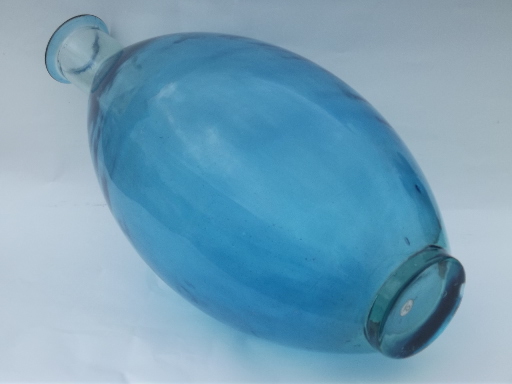 Huge Spanish urn floor vase in aqua blue, eco friendly recycled glass