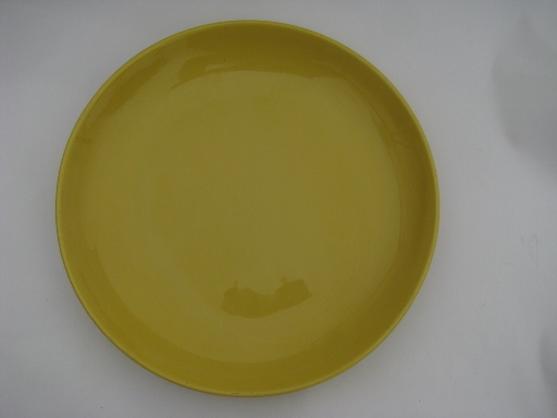 Huge vintage Pacific pottery bowl, smooth art deco shape canary yellow