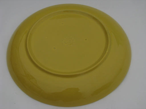 Huge vintage Pacific pottery bowl, smooth art deco shape canary yellow