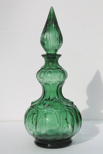 I Dream of Jeannie vintage Jim Beam genie bottle, tall green glass decanter w/ stopper