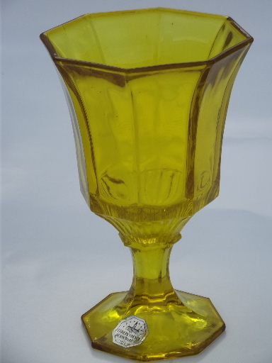 Independence - Japan yellow glass wine / water glasses, octagonal pattern