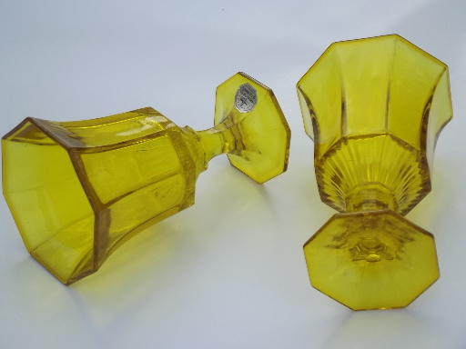 Independence - Japan yellow glass wine / water glasses, octagonal pattern