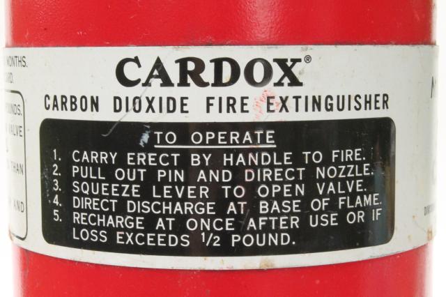 industrial vintage Kidde Cardox C5A Co2 fire extinguisher mid century factory