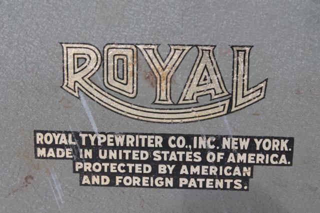 industrial vintage Royal typewriter w/ glass keys, portable typewriter w/ tweed case