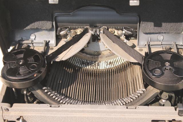 industrial vintage manual typewriter Royal typewriter w/ round glass keys