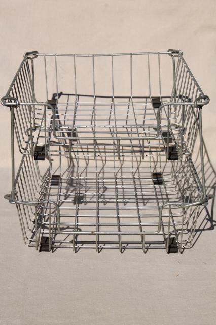 industrial vintage wire basket office desk paper in out stacking trays