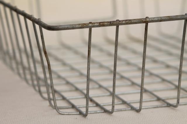 industrial vintage wire basket office storage desk paper in out stacking trays