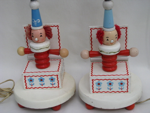Irmi style retro vintage wood toy jack-in-the-box nursery lamps