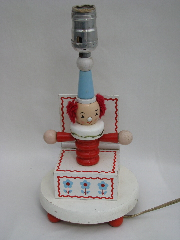 Irmi style retro vintage wood toy jack-in-the-box nursery lamps