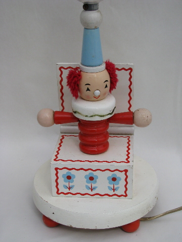 Irmi style retro vintage wood toy jack-in-the-box nursery lamps