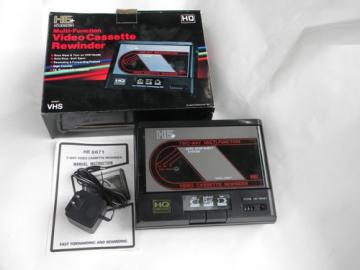 Jasco HE8671 2 way VHS video cassette rewinder in original box for VCR tapes