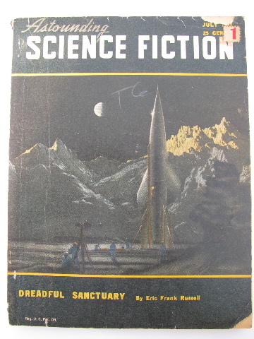 July '48 Astounding Science Fiction magazine, sci-fi rocket ship cover art