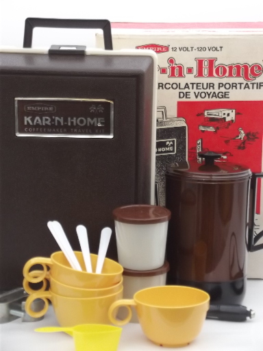 Kar n Home portable coffee maker, vintage car / camping coffee pot set