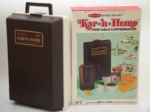 Kar n Home portable coffee maker, vintage car / camping coffee pot set