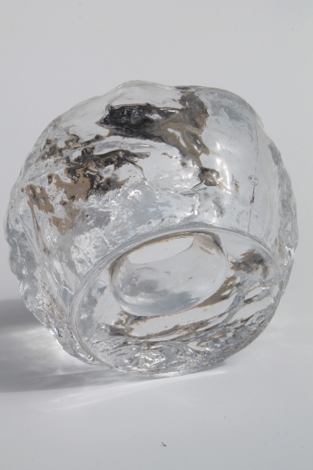 Kosta Boda glass ice textured votive candle holder, crystal snowball