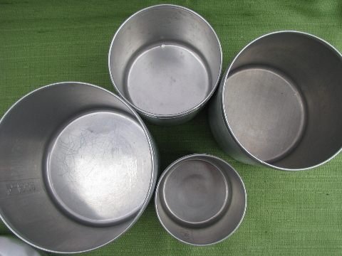 Kromex vintage spun aluminum canister jar set, vintage kitchen canisters